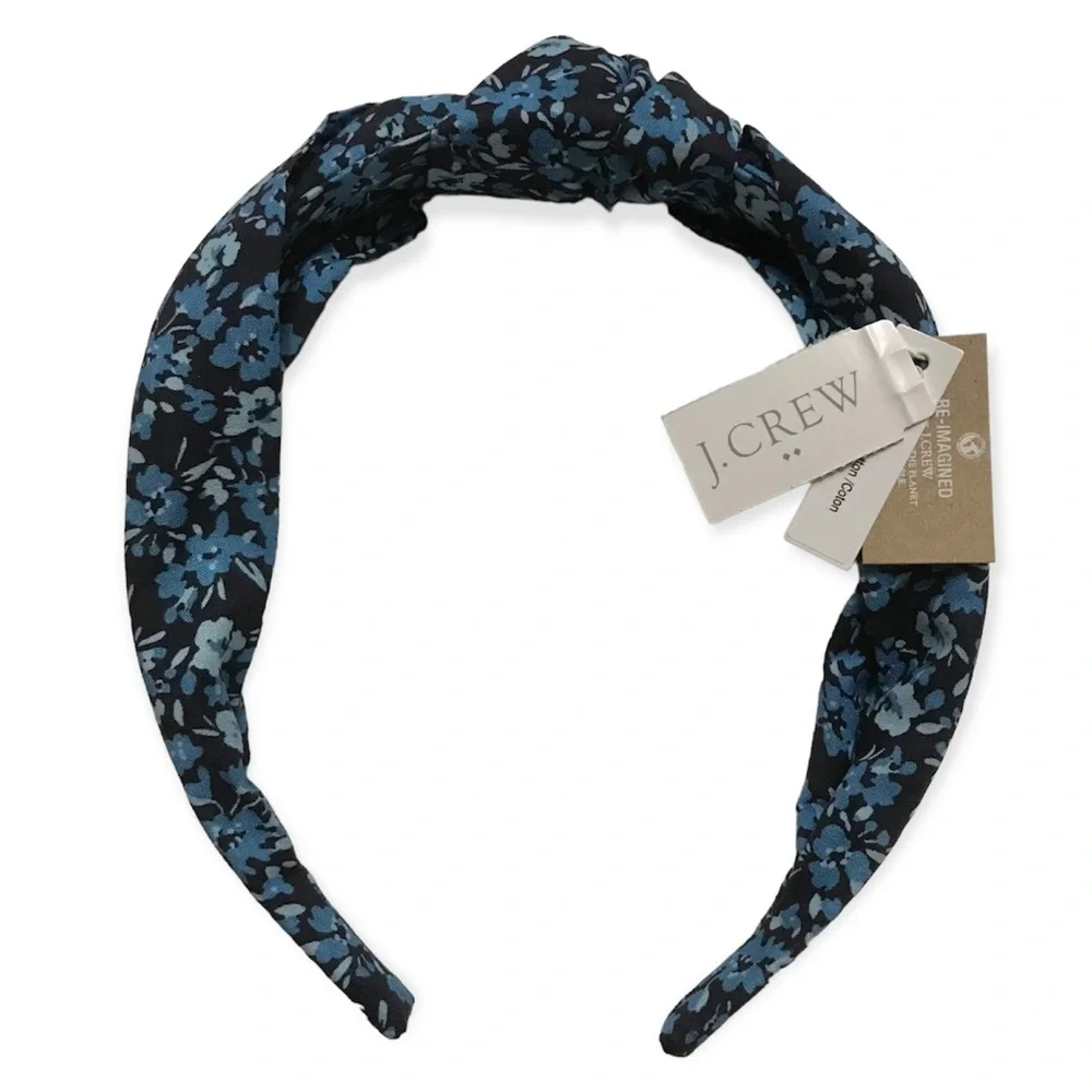 NWT J. Crew Floral Knot Headband, Boho Romantic Feminine Blue J. Crew Factory OS - Picture 4 of 11